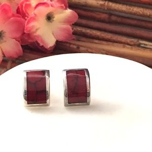 Silpada Sterling Silver Post Earrings Red